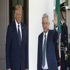 Trump recibe a AMLO a las puertas de la Casa Blanca. No se dan la mano: el coronavirus lo impide
