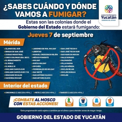 *Continúan las acciones contra el mosco ?? en Yucatán.