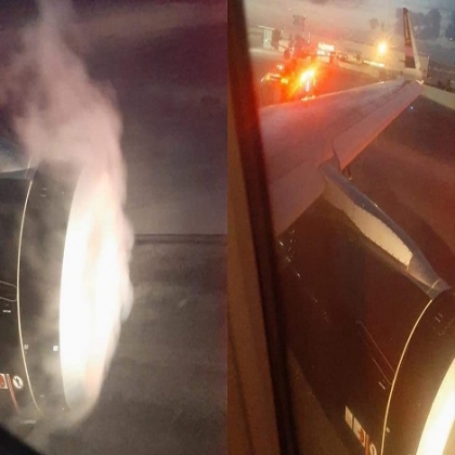 Con turbina incendiada, aterriza avión en aeropuerto de Cancún
