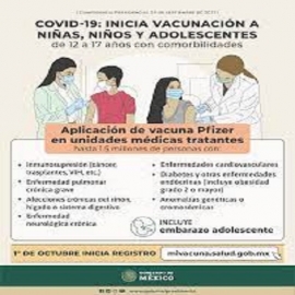 Comienza vacunación contra el Coronavirus de menores de 17 años con comorbilidades