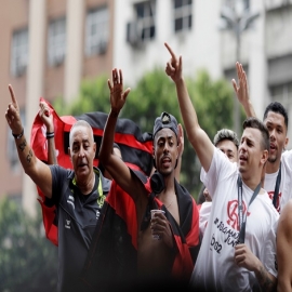 Fotos de los festejos del Flamengo tras consagrarse campeón de la Copa Libertadores