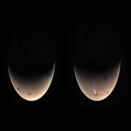 FOTO: Una nube "misteriosamente alargada" vuelve a aparecer en Marte en un "intrigante fenómeno" que se repite cada año